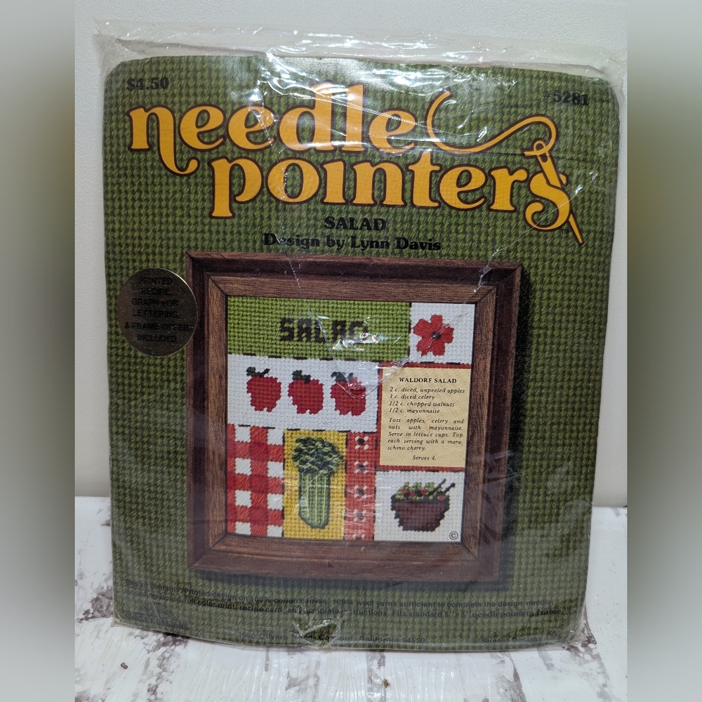 Vintage 1975 Sunset Designs Needle Pointers Kit Salad Sealed NOS #5281 5”x5”